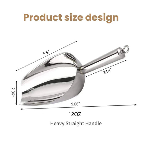 12 Oz 304 Stainless Steel Ice Scoop With Magnetic Hook Heavy Duty Bar Kitchen Scoop For Ice Maker And Freezer Large Scoop
