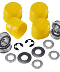 Front Wheel Bushing To Bearing Conversion Kit For Lawn Mower Models L100 L105 L108 L110 L120 L130 With Sealed Flanged Hub Bearings 4 Pack, yellow bushings and hardware
