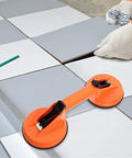 Heavy Duty Glass Suction Cup Vacuum Lifter Tool With Dual Grippers For Large Tiles Metal Panel Installation Easy Grip ABS rubber material lifted with a solid handle.