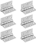 Door hinges, six 3x3 inch stainless steel ball-bearing butt hinges