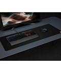 MM350 PRO Extended XL Spill Proof Cloth Gaming Mouse Pad with massive 930mm by 400mm surface on large desk with keyboard and mouse