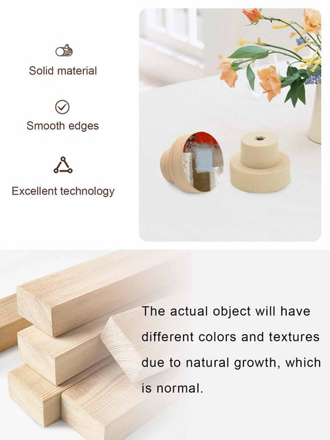 Sweet Abstract Art Solid Beech Wood Cabinet Knobs Featuring 1.6 Inch Round Profile And Rustic Red Brown Finish Arrives As A Pair on table.