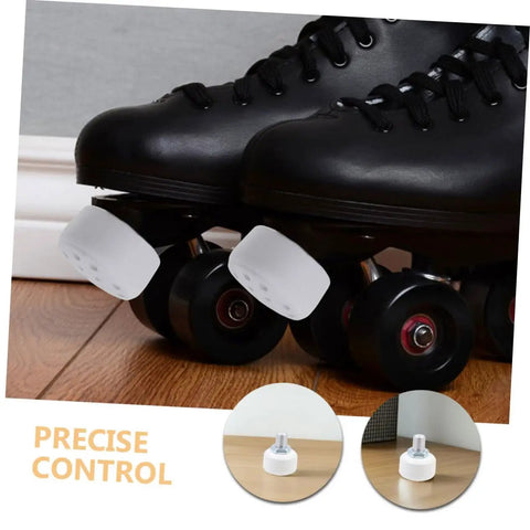 Quad Skate Toe Stops 2 Pack Adjustable Rubber Brake Blocks for Roller Skating Replacement Parts on black quad skates