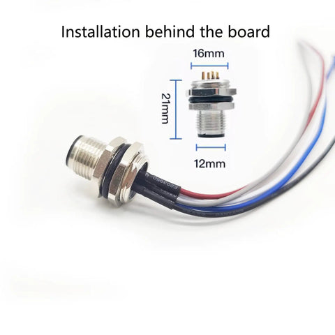 Five Pin A Coded M12 Male Connector Cable 0.5 Meter Straight Back Mount Waterproof Unshielded Socket For Panel Or Cable Install IP67 Sensor Receptacle