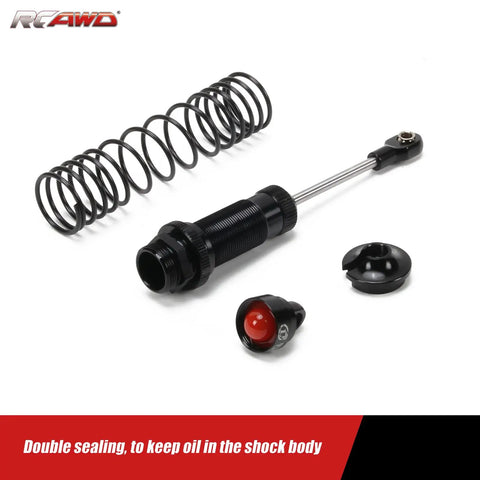 Big Bore RC Shock Absorber Damper 5862 Aluminum For One Tenth Scale, disassembled showing coil spring and components