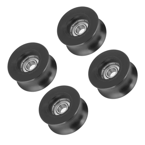 Set Of 4 Nylon Coated U Type Pulley Wheel Bearings 8x39.5x20.1mm Rail Ball Bearings For Smooth Quiet Motion In DIY Gearhead Projects And Equipment With Grease Packed For Easy Install And Low Maintenance, four bearings on white