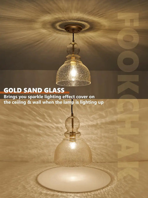 Gold Seeded Glass Pendant Lights For Kitchen Island And Hallway Large Hand Blown Brass Ceiling Pendant Fixture Over Table 10 Inch Modern Vintage Style Lighting For Kitchen Sink And Entryway Showpiece Vibe