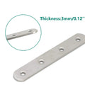 4 Pack Flat Wood Mending Plates Stainless Steel Straight Brackets 130mm 5 Inch Length Four Screw Holes for Repair and Joinery