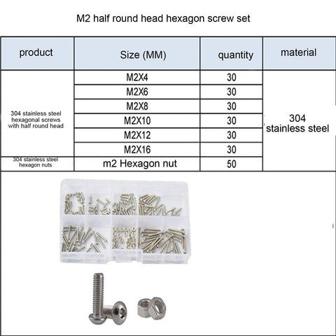 All In One 304 Stainless Steel Button Head Socket Cap Screws And Hex Nut Kit Set M2 Through M6 With Metric Thread For DIYers Pros And Everyday Home Improvement And Automotive Projects, M2 screws and nuts