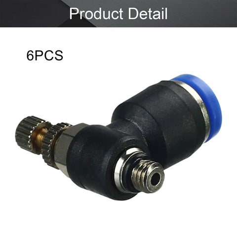 No Sweat Heavy Duty Pneumatic Speed Control Valve Kit With 5mm Male Thread To 6mm Push In Tube Fitting Quick Connector Set For Shop Floor Machinery And Garage Jobs