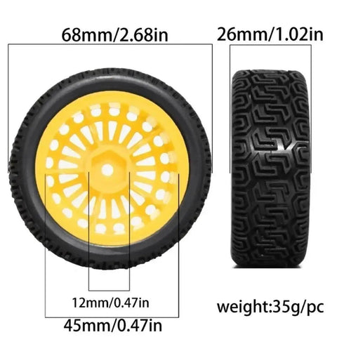 High-Grip 68mm Rally Tire Set For 1/10 RC Cars, Durable Rubber Wheel Tires For Mixed Terrain, Upgrades For Tt01 Tt02 Xv01 Xv02 Rally Models