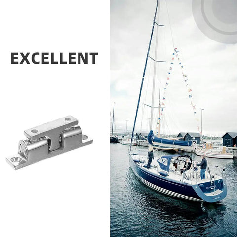 Heavy Duty Marine Door Latch Stainless Steel Cabinet Catch With Windproof Tension Spring beside yacht in harbor