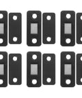 Magnetic Cabinet Door Catches Set, 12 Pieces, Black Stainless Steel, Easy Install For Sliding Wardrobe Doors And Drawers