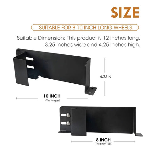 Lawnmower Wheel Boot Steel Bracket To Secure Your Mower On Open Or Enclosed Trailers And In The Garage, Adjustable 8-10 Inch, Black