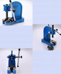 Heavy Duty Manual Arbor Press Rock Solid Cast Iron Desktop Punch Machine With A Smooth Lever, blue finish, compact design.