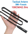 Hand holding Long Range Foldable Ham Radio Antenna For Outdoor Use, Great For Camping, 42.5 Inch Length, SMA Female Connector