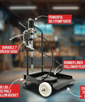 50 to 1 Ratio Air Operated Grease Pump Kit for 5 Gallon Bucket With Trolley Mounted Setup, 7 Foot Hose, Rubber Lined Follower Plate