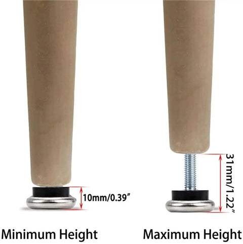 12 Pack M6 Adjustable Leveling Feet With T Nut For Furniture And Table Legs Wide Bearing Base Glide Pads Anti Scratch Floor Protectors For Uneven Floors Fits Wood Cabinets Chairs And Desks, 10mm minimum height
