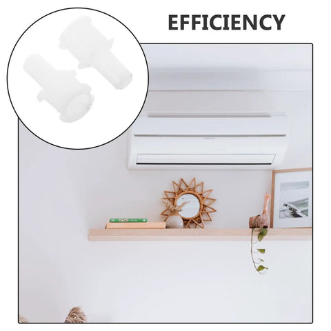 Whisper Quiet Air Conditioner Deflector Bushing Sweep Clips White Plastic Stabilizer Brackets For Secure Cooling And Cabinet Door Fronts Replacement, white AC clips shown on wall unit