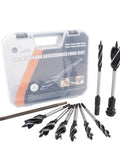 Rock Solid Woodworking Auger Drill Bit Set Forged From Premium High Carbon Steel For Rough Jobs And Smooth Wood Boring Includes Full Metric Range with case and bits