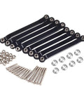 8 Pcs Metal Chassis Pull Rods Suspension Link Mount Kit For 1/16 WPL C14 C24 And 1/12 MN D90 D91 MN40 MN45 MN96 MN99 MN99s Black