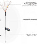 Diagram of Five Pack Solar Firework String Lights Outdoor Waterproof with 600 LEDs and 40 Flexible Copper Wires Two Lighting Modes.