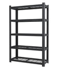 72 Inch Tall 5 Tier Adjustable Heavy Duty Metal Mesh Shelving Rack With Beefed Up Reinforced Steel Frame Supporting 400 Pounds Per Shelf, side view.