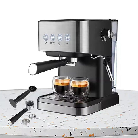 Skip The Long Line With This Fire 20 Bar Espresso Machine Featuring Programmable Settings with dual espresso shots.