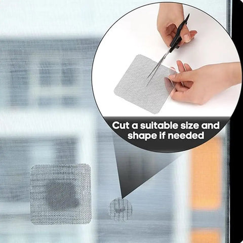 Black Self Adhesive Window Screen Repair Kit With Mesh Patch Tape Four Size Options For Screens And Drain Holes Easy Do It Yourself Fix