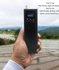 Person holding Grab And Go Portable Ham Radio Receiver Handheld 0.5MHz To 30MHz SSB Transceiver outdoors with a scenic background.