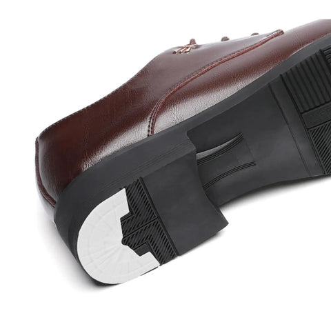 Tough As Nails Shoe Heel Pads 4Mm Thick Rubber Non Skid Adhesive Repair Kit applied to brown shoe sole for grip.
