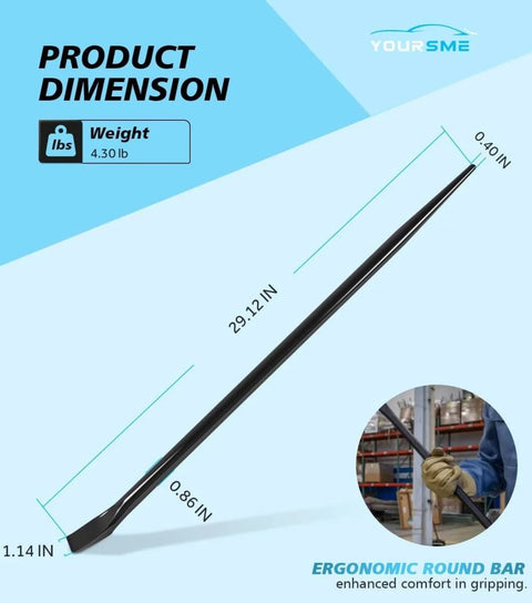 Heavy Duty Alignment Pry Bar Seven Eighths Inch By 30 Inch Sleever Bar with weight and dimensions shown