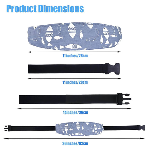 Dimensions of Two Pack Baby Head Support For Car Seat And Stroller Cozy Soft Breathable Cotton Neck Support Waves And Fish Patterns