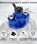 Straight Up Heavy Duty Motorcycle Engine Kill And Start Switch With Tight Mounting Plate For Dirt Pit Bikes AtVs And Scooters Hardcore Aluminum Build in classic blue close-up.