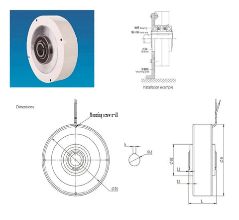 Compact Magnetic Powder Brake Hollow Shaft 24V DC With 3 6 12 25 50 100 Nm Torque Options And 4A 24VDC Manual Tension Controller Kit for textile machines