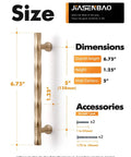 Image showing dimensions of Champagne Bronze Cabinet Pulls 5 Inch Hole Center 10 Pack No Brainer Durable Hammered Sleek Handles.