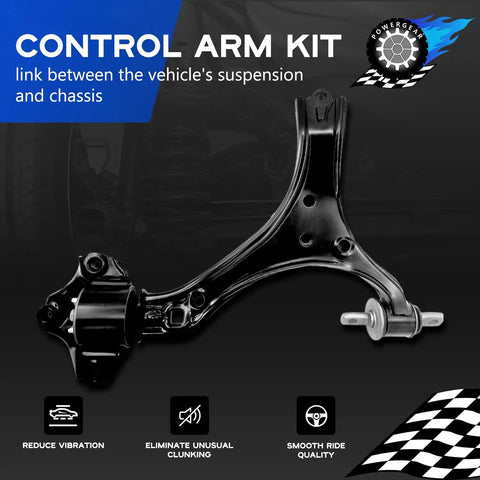 Front Lower Control Arm With Ball Joints For Driver And Passenger Sides, Heavy Duty OE Replacement, Direct Fit Suspension Upgrade, Compatible With OE Numbers Like 51360T2AA02 And 51360T2AA03 black steel arm with ball joint