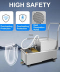 Heavy Duty 38L Commercial Oil Filtration Speed System For Deep Fryers with safety features and stainless steel tank.