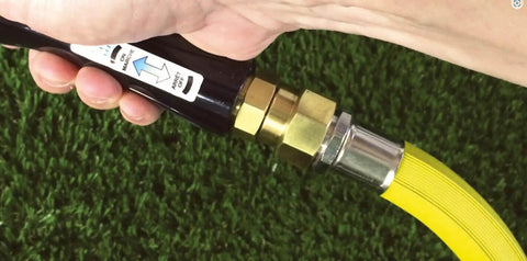 Brass Hose Swivel Connector With Live Rotation To Prevent Kinks Pro Grade Performance For Flexible Hoses Smooth Free Spinning Design Reduces Strain On Connections Durable Corrosion Resistant Brass Made In USA, brass hose swivel on yellow hose