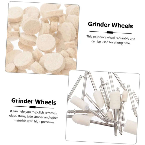 120 Count Pro Grade Wool Felt Polishing Wheels Set With Shank Handle For Rotary Tools Buffing Pads Kit For Metal Plastic Jewelry