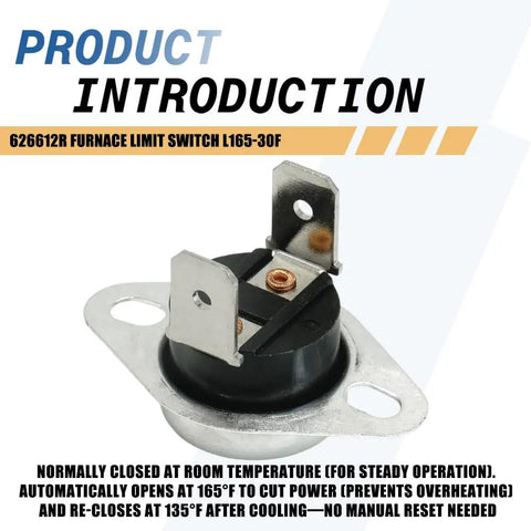 Close view of Two Pack 626612R Furnace Limit Switch L165-30F Auto Reset Safety Switch with mounting holes