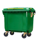 All Season Heavy Duty Outdoor Trash Roll Cart With Spacious Commercial Waste Bin And Smooth Caster Wheels, green, large, durable for garbage hauling.