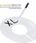 Set Of 20 Closet Size Dividers For Clothing Racks With Marker Pen Included, showing a white blank label being marked with 'XL'