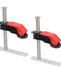 Two Pack Heavy Duty Stainless Steel Hold Down Clamps Featuring Slick Quick Release For Tough As Nails Woodworking Grip Zero Slip Safety And Smooth Operation On Any Workbench Table