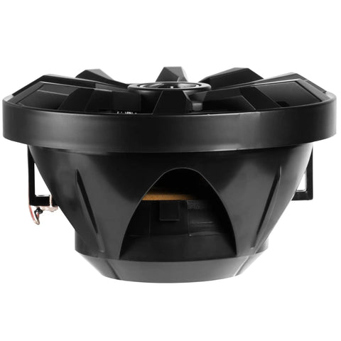 Rear view of 8 Inch 2 Way Marine Speaker System With 500W Peak Power (250W RMS) Coaxial Black Audio, weatherproof design.