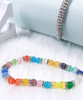 Colorful bracelet with 200 Pcs Crystal Rondelle Spacer Beads 8mm Silver Plated For Jewelry Making And Beadwork Bling Ready Sparkle