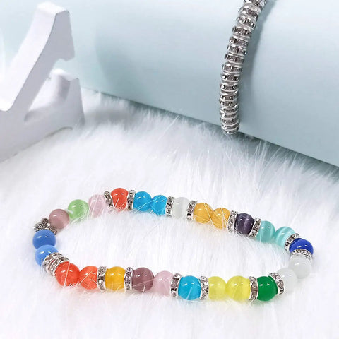 Colorful bracelet with 200 Pcs Crystal Rondelle Spacer Beads 8mm Silver Plated For Jewelry Making And Beadwork Bling Ready Sparkle