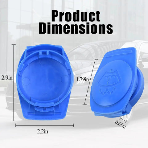 Washer Fluid Cap For Cars Premium ABS Windshield Reservoir Cap Water Tank Cover, blue with dimensions, front and side view