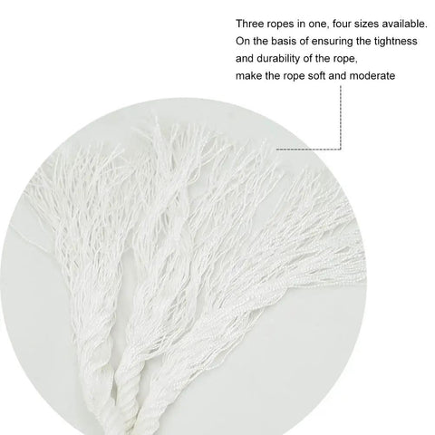 White Nylon Twisted Rope strands showcasing durability and softness for Heavy Duty Pull Cord For Anchor Tree Work Cargo.