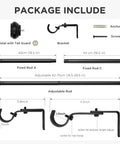 Heavy Duty Black Curtain Rod Adjustable From 32 To 88 Inches 1 Inch Diameter Decorative Drapery Rod With Resin Finials parts diagram